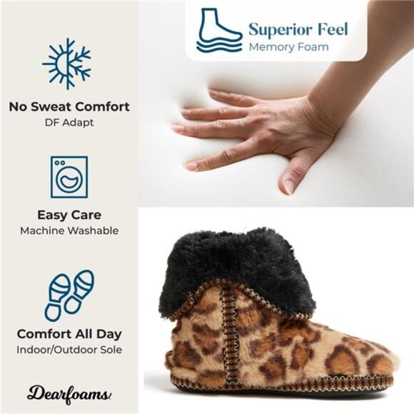 Women's Fuzzy Memory Foam Beth Bedroom Bootie Slipper Sock with Grippers - Picture 5 of 7